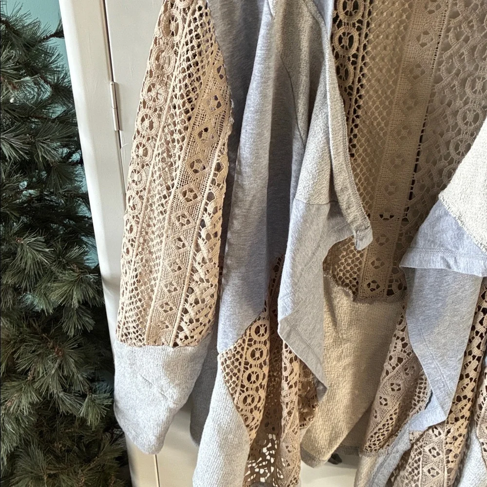 Coldwater Creek sz 1X Draped Open Front Cardigan euc lace boho casual - Picture 2 of 5